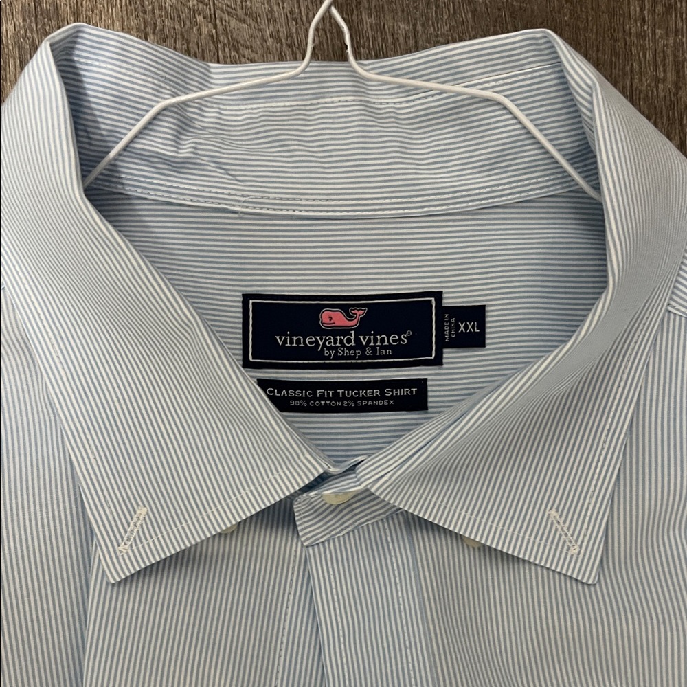 Vineyard Vines Men's Light Blue Pinstripe Shirt
